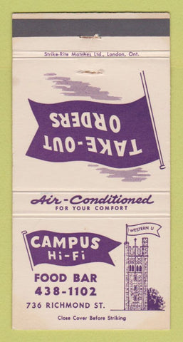 Matchbook Cover - Campus Hi Fi Food Bar London ON 30 Strike