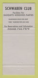 Matchbook Cover - Piller's Brand Sausage Kitchener ON Schwaben Club 30 Strike