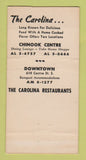 Matchbook Cover - The Carolina Calgary AB WEAR 30 Strike