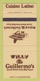 Matchbook Cover - Willy & Guillermo's Mexican Restaurants 30 Strike