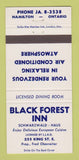 Matchbook Cover - Black Forest Inn Hamilton ON 30 Strike