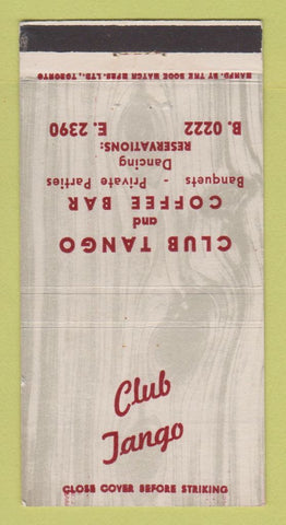 Matchbook Cover - Club Tango and Coffee Bar Toronto? ON 30 Strike