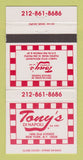 Matchbook Cover - Tony's Di Napoli New York City 30 Strike