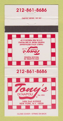 Matchbook Cover - Tony's Di Napoli New York City 30 Strike