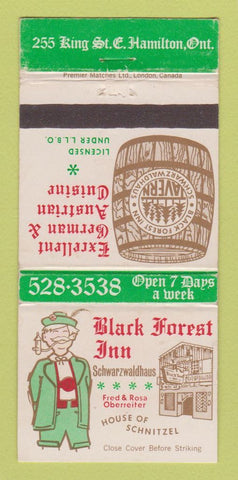 Matchbook Cover - Black Forest Inn Hamilton ON Schnbitzel WEAR 30 Strike