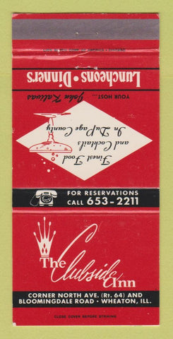 Matchbook Cover - Clubside Inn Wheaton IL WEAR 30 Strike