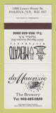 Matchbook Cover - Da Maurizio Brewery Halifax NS Il Mercato 30 Strike