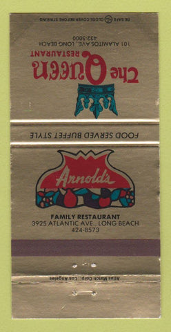 Matchbook Cover - Arnold's Restaurant Queen Long Beach CA 30 Strike