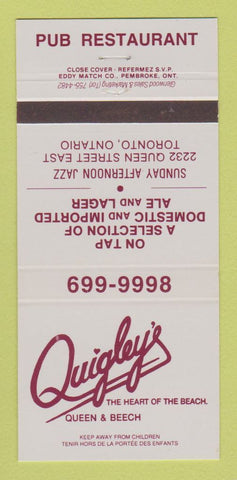 Matchbook Cover - Quigley's Restaurant Toronto ON 30 Strike