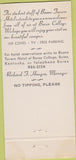 Matchbook Cover - Boone Tavern Hotel Berea KY 30 Strike