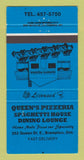 Matchbook Cover Queen's Pizzeria Spaghetti House Brampton ON BLUE WEAR 30 Strike