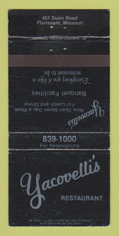 Matchbook Cover - Yacovelli's Restaurant Florissant MO WEAR 30 Strike