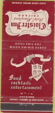 Matchbook Cover - Cloister Inn Hotel Maryland Chicago IL 30 Strike