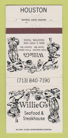 Matchbook Cover - Willie G's Restaurant Houston TX 30 Strike