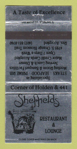 Matchbook Cover - Sheffields Restaurant Orlando? FL? WEAR 30 Strike