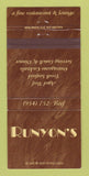 Matchbook Cover - Runyon's Restaurant Coral Springs FL 30 Strike