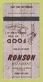 Matchbook Cover - Ronson Restaurant Rexdale ON 30 Strike