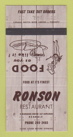 Matchbook Cover - Ronson Restaurant Rexdale ON 30 Strike