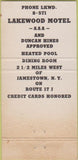 Matchbook Cover - Lakewood Motel Jamestown NY 30 Strike
