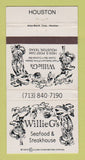 Matchbook Cover - Willie G's Restaurant Houston TX 30 Strike
