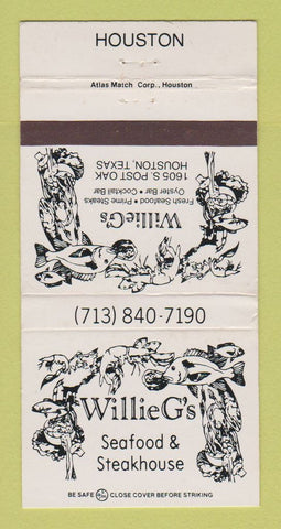 Matchbook Cover - Willie G's Restaurant Houston TX 30 Strike