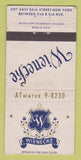 Matchbook Cover - Wienecke Restaurant New York City WORN 30 Strike
