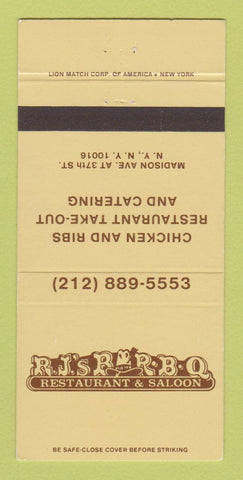Matchbook Cover - RJ's BBQ Restaurant New York City 30 Strike