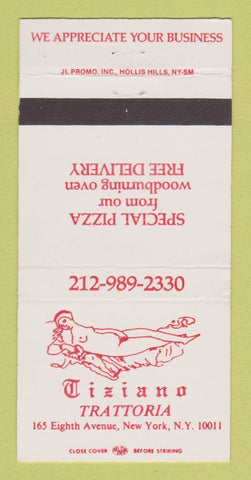 Matchbook Cover - Tiziano Trattoria Italian Pizza New York City 30 Strike