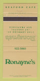 Matchbook Cover - Ronayne's Restaurant Seafood San Francisco CA 30 Strike