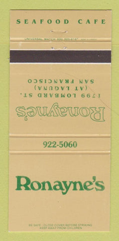 Matchbook Cover - Ronayne's Restaurant Seafood San Francisco CA 30 Strike