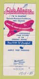 Matchbook Cover - Club Allegro New Orleans LA 30 Strike
