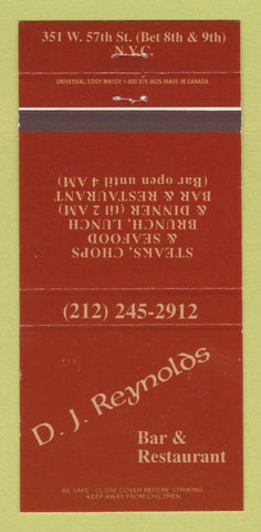Matchbook Cover - DJ Reynolds Bar Restaurant New York City 30 Strike