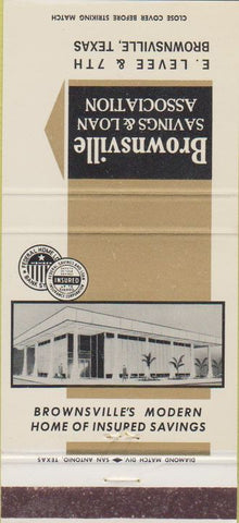 Matchbook Cover - Brownsville Savings  and  Loan Bank TX 30 Strike