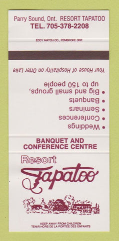Matchbook Cover - Resort Tapatoo Parry Sound ON SAMPLE 30 Strike