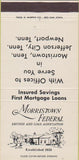 Matchbook Cover - Morristown Federal Bank Newport TN 30 Strike