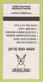 Matchbook Cover - Blackburn Arms Restaurant Hamlet Ottawa ON 30 Strike
