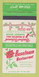 Matchbook Cover - Rosetown Restaurant Brampton ON 30 Strike