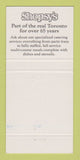 Matchbook Cover - Shopsy's Deli Toronto ON 30 Strike
