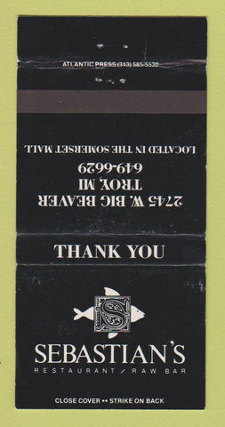 Matchbook Cover - Sebastian's Restaurant Troy MI WEAR 30 Strike