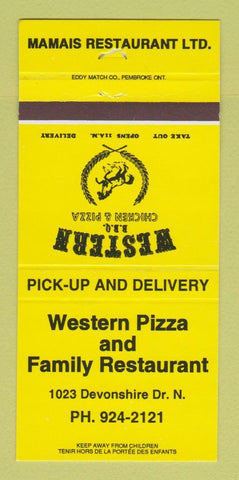 Matchbook Cover - Western Pizza and Family Restaurant Regina? SK? 30 Strike