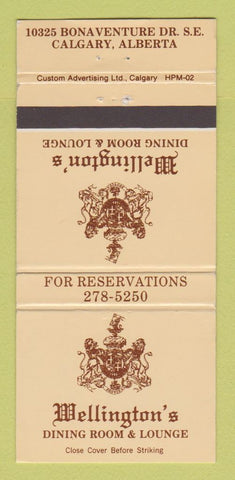 Matchbook Cover - Wellington's Restaurant Calgary AB 30 Strike