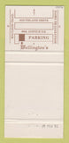 Matchbook Cover - Wellington's Restaurant Calgary AB 30 Strike