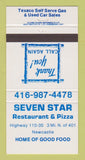 Matchbook Cover - Seven Star Restaurant Pizza Newcastle ON 30 Strike