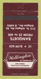 Matchbook Cover - Wellington of Arlington Heights IL Restaurant 30 Strike