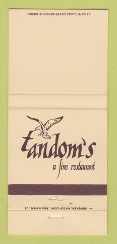 Matchbook Cover - Tandom's Restaurant Branford CT 30 Strike