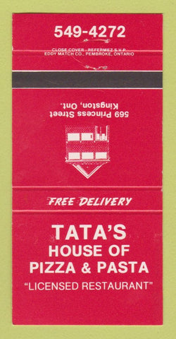 Matchbook Cover - Tata's House of Pizza Pasta Kingston ON 30 Strike