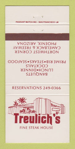 Matchbook Cover - Treulich's Steak House Phoenix AZ 30 Strike