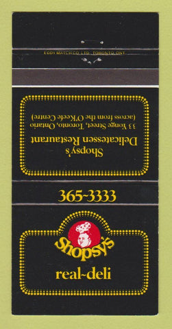 Matchbook Cover - Shopsy's Deli Toronto ON 30 Strike