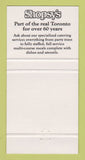 Matchbook Cover - Shopsy's Deli Toronto ON 30 Strike