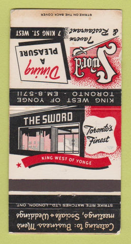 Matchbook Cover - Sword Restaurant Toronto ON WEAR 30 Strike